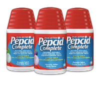 The Dual Action Pepcid Complete® Chewable Tablets come in tropical, berry, and cool mint flavors.