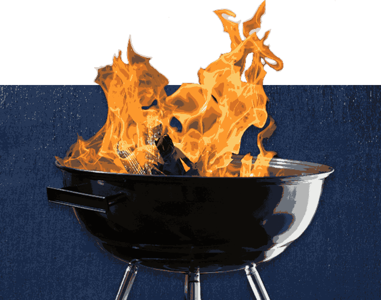Barbecue grill with wood on fire