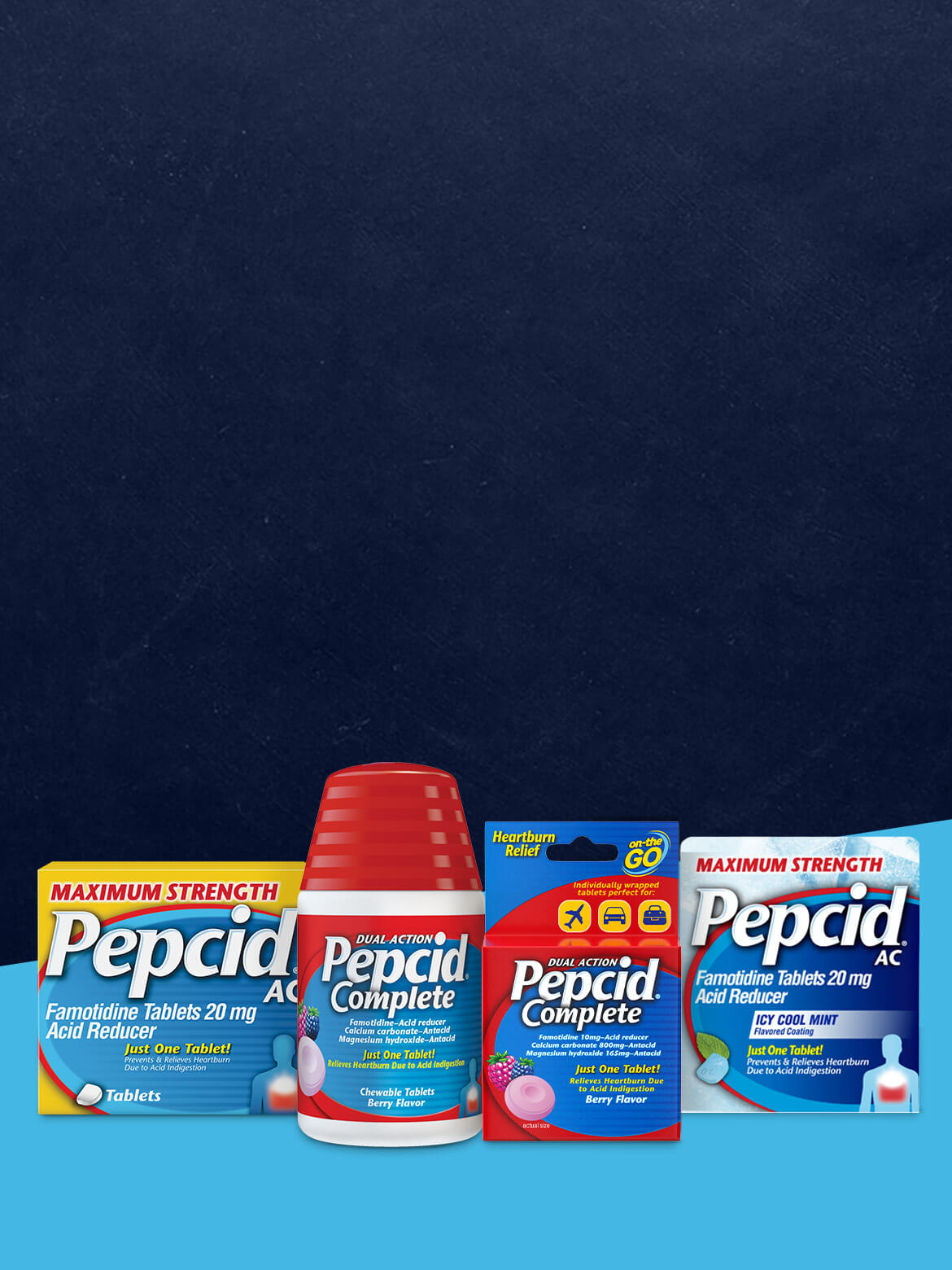 Pepcid product lineup mobile banner