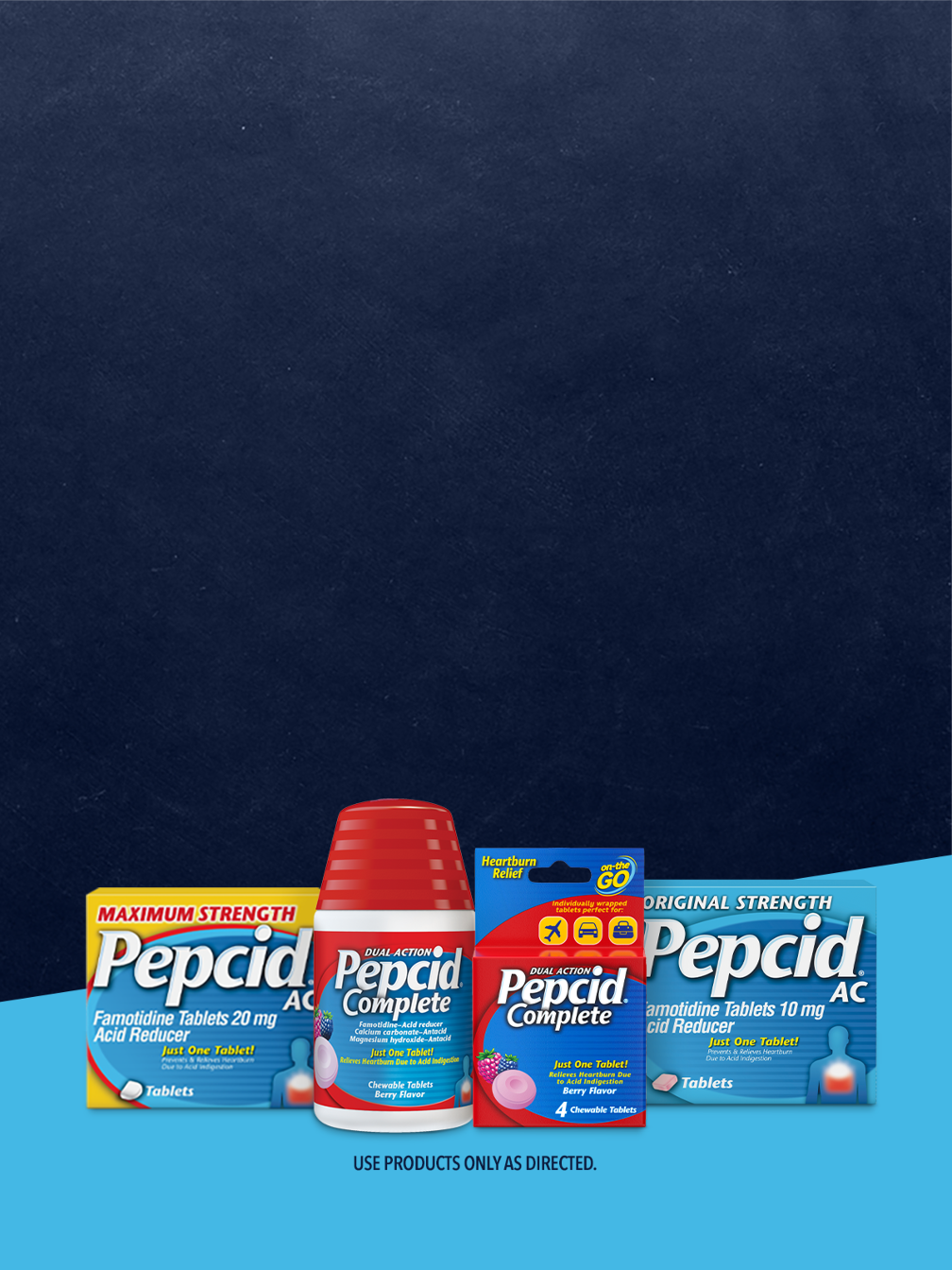 Pepcid product lineup mobile banner