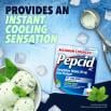 Pepcid Max Strength Famotidine Tablets provides an instant cooling sensation
