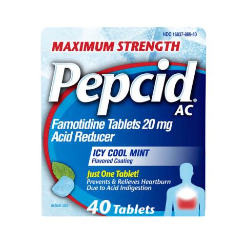 Maximum Strength Pepcid AC in Icy Cool Mint Flavor 40 tablets