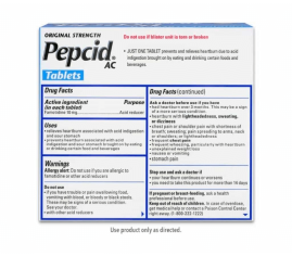Original Strength Pepcid® AC back of package