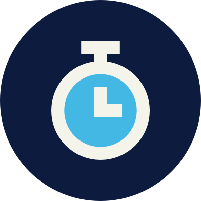 Blue stopwatch within a circle