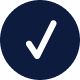A white checkmark icon in a dark blue circle.